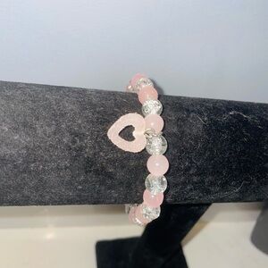 Handmade Pink and candied sugar Heart Charm Bracelet